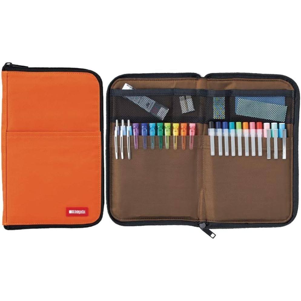 LIHIT LAB Breite Flache Stiftetasche, Orange A7653-4 - Langlebig & Stilvoll