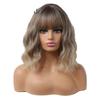 Hot-Selling European and American Women's Short Curly Bobo Wig - Golden Gradient, Fashionable & Natural.