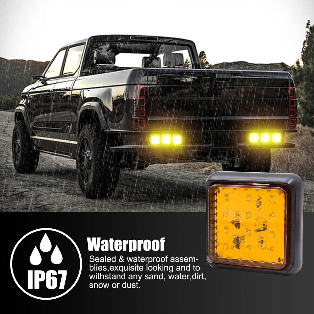 Tail Lamp LED 12V 24V Yellow 12 LEDs Truck Marker Lamp Width Light Trailer Bus Tanker Truck Marker Light Illumination Custom Signal Light Set of 2