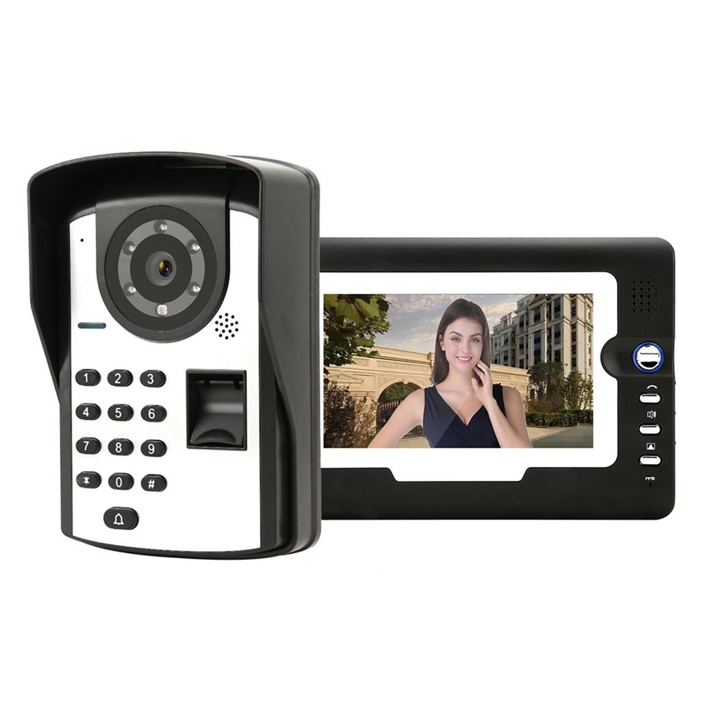 7-Zoll-LCD-Display Passwort Fingerabdruck Video-Türsprechanlage Türglocke
