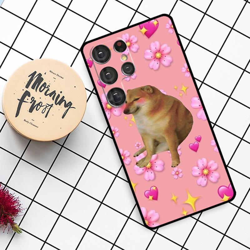 Funny Cheems Doge Case For Samsung Galaxy S24 FE S20 FE S21 S22 S23 S24 S25 Ultra S9 S10 S25 Plus Phone Cover