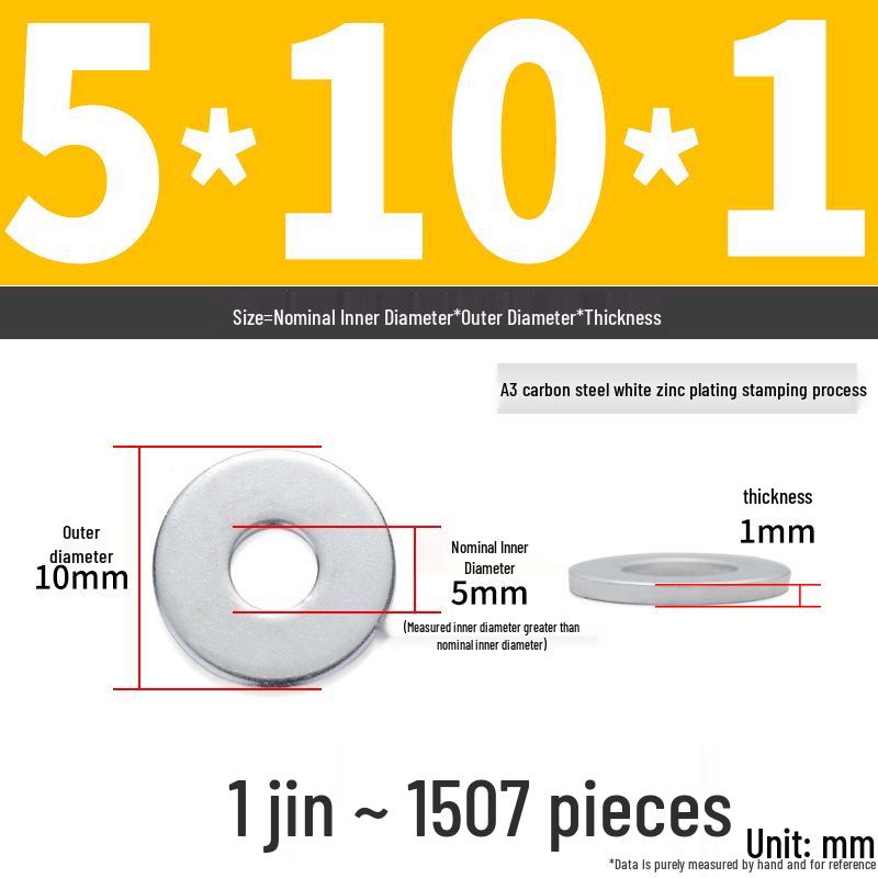 Extra Large Galvanized Metal Flat Washer - Thickened Round Screw Washer M6-M16