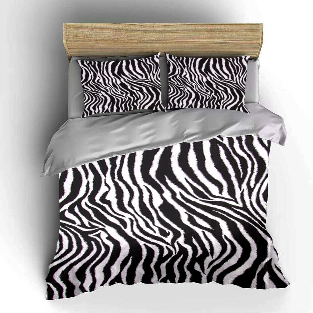 Zebra Print Black and White Bedding Set Bedding set (1 duvet cover, 2 pillowcases, duvet not included)