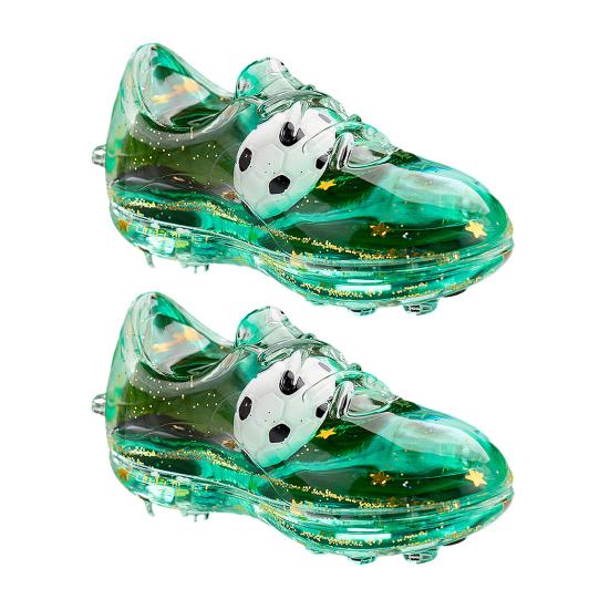 2Pcs Keychain Pendant Acrylic Football Boot Design Keychain with Glitter Quicksand
