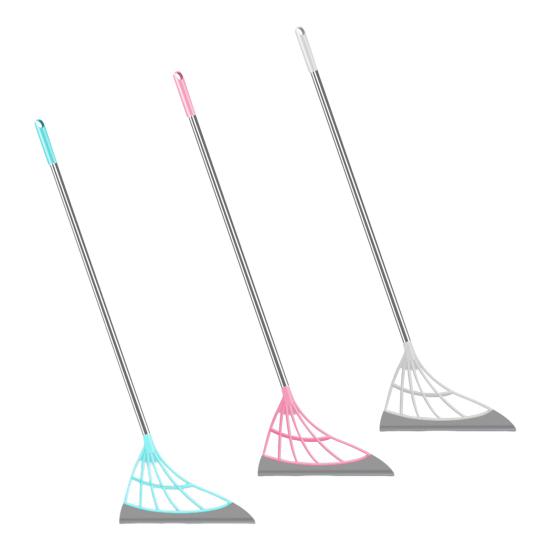 Broom with Silicone Brush Heads Stainless Steel Rods Easy Assembly Interior Surface Cleaner Cleaning Tool