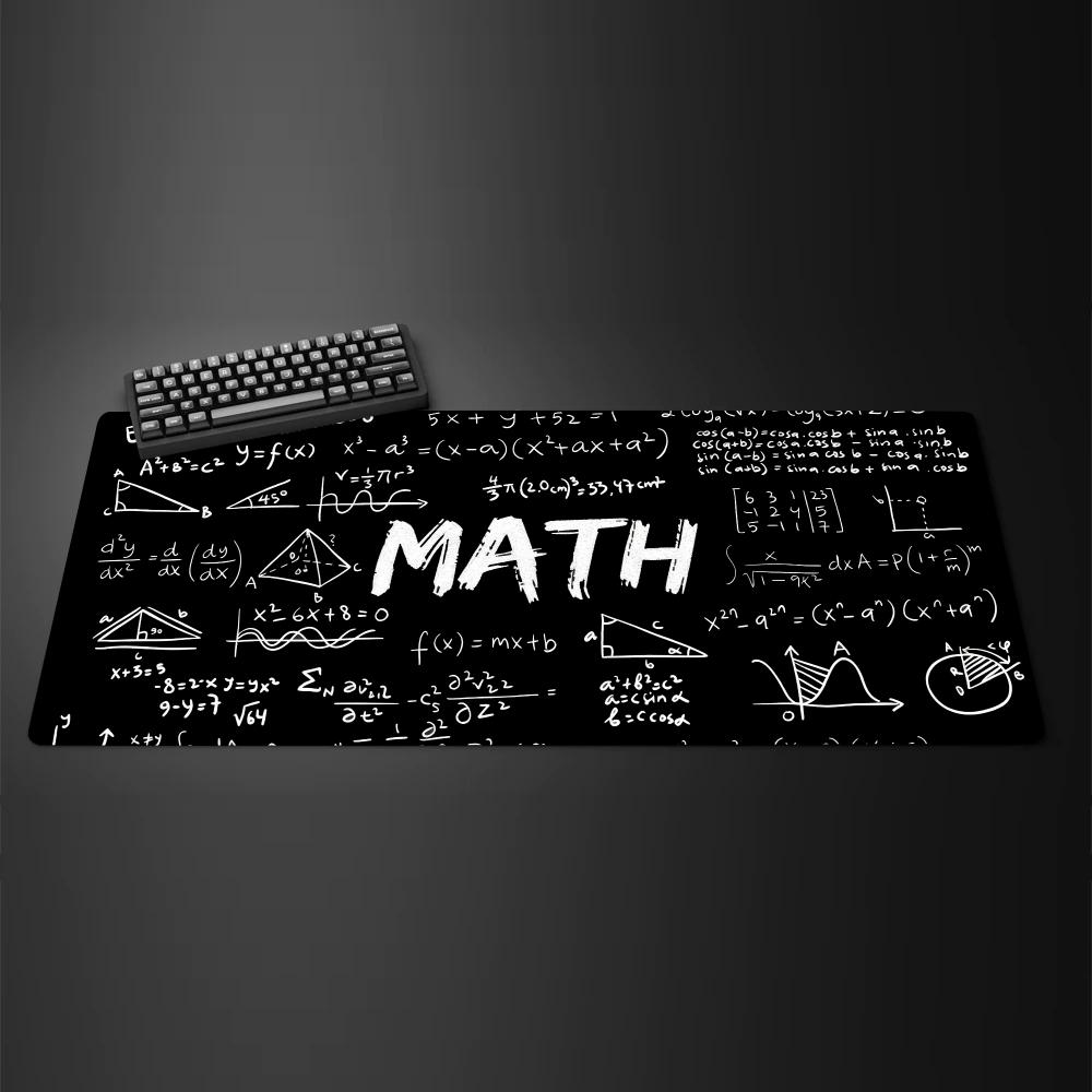 Math Formula Black Mouse Pad Science Geek Desk Mat Equation Pattern Gaming 90x40 Xxl Mousepad Student Office Decor Keyboard Mat