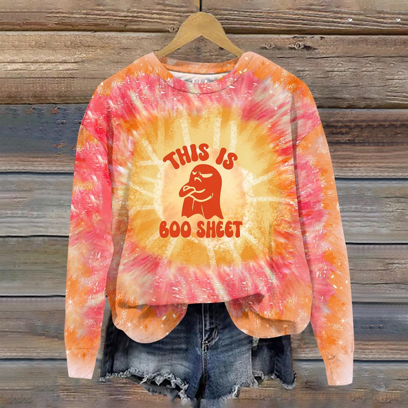 

Жіноча модна вільна толстовка з круглим вирізом і принтом на Хеллоуїн XL Кіновар