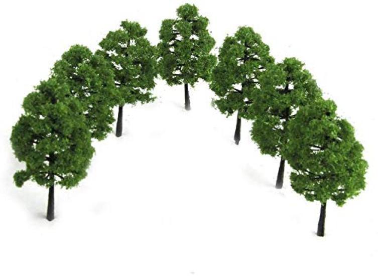 30 Trees for model N railway and architectural Dark green 3.5cm, pieces. railways, forests, gauge, dioramas, structures, models. color.