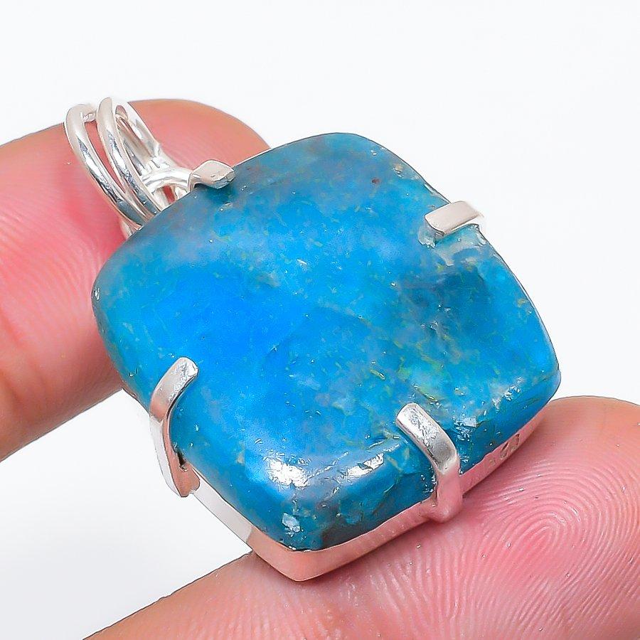 Natural Neon Blue Apatite Gemstone 925 Sterling Silver Pendant 1.58 AP-14114