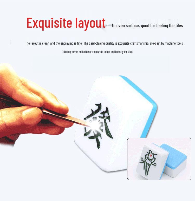 Large & Medium Hand-Rubbed Bamboo Mahjong Tiles for Home & Dorm Use