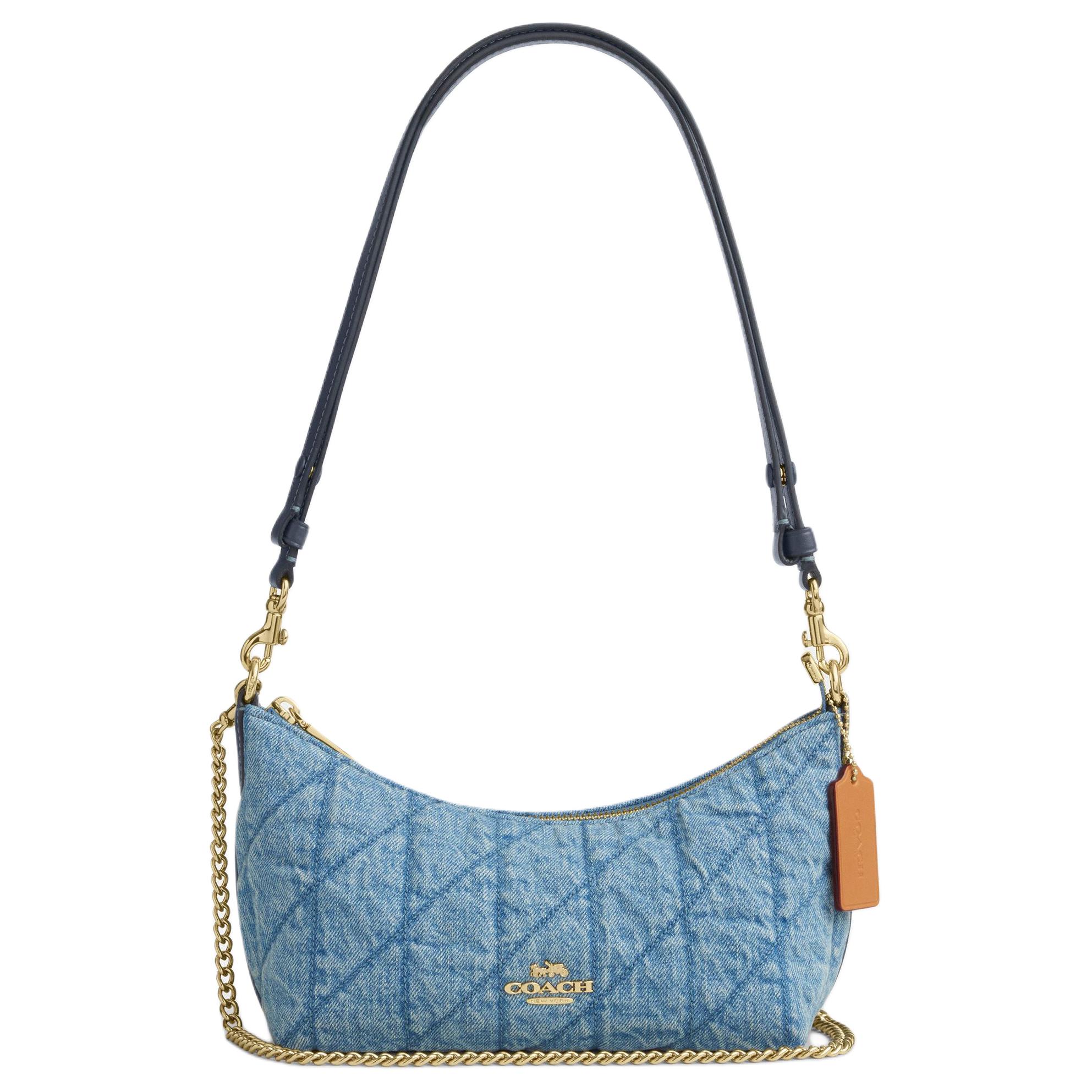 

Coach Caitlin 24 Quilted Detail Gold Hardware Fabric And Leather Tote Crossbody Shoulder Bag Medium Women bags Indigo CDZ89-IMTYV Basic Set (Bag+Dust Bag)