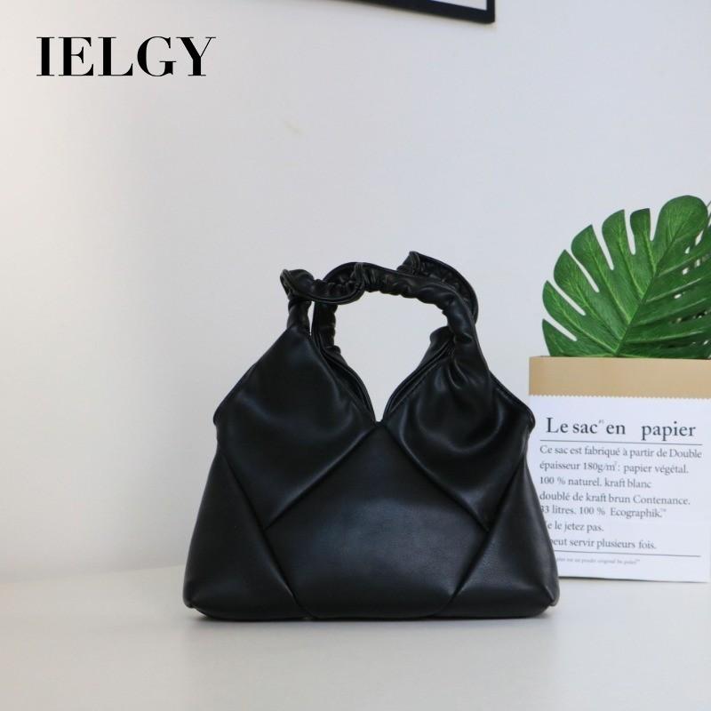 Ielgy Korean Version One-Shoulder Portable Soft Leather High-End Drawstring Pleated Dumpling Bag Large Capacity All-Ma