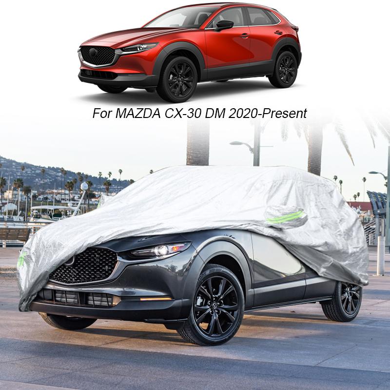 Volle Auto Abdeckung Regen Frost Schnee Staub Wasserdicht Für MAZDA CX-3 DK CX-30 DM CX-5 KF CX-50 VA CX-60 KH CX-8 KF CX-9 TC MX-30 DR