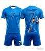 Nuovo Set Estivo di T-shirt Sportiva a Maniche Corte + Pantaloncini Moda Ronaldo #7 Maglia da Calcio Traspirante Set Famiglia Bambini