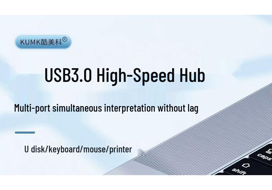 USB 3.0 High-Speed Multi-Port Hub with Vertical Extension for Laptops and Desktops.