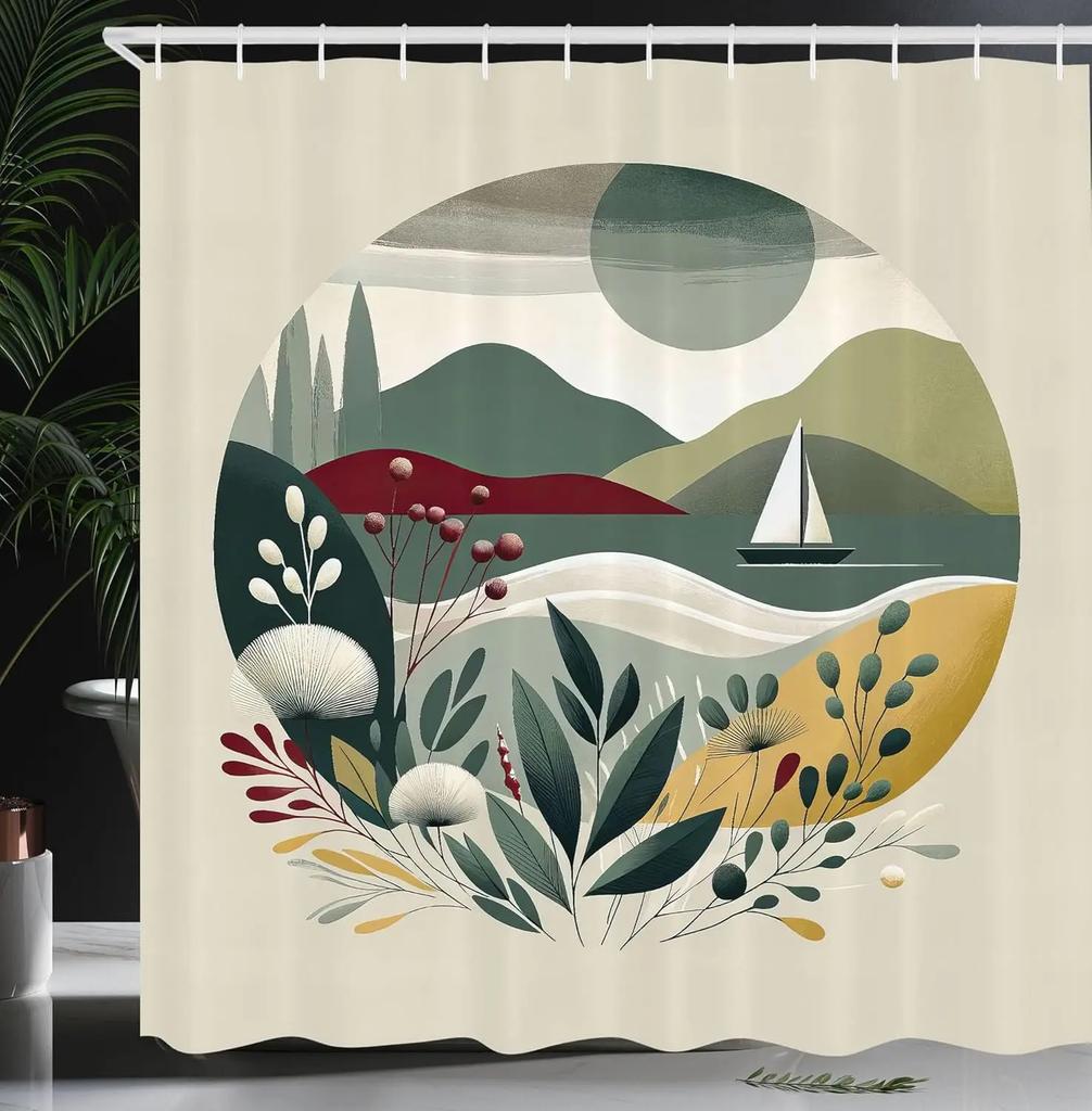 Nautical Shower Curtain, Funny Surreal Image of a Grey Cat Diving in The Deep Ocean Colorful Reef, Cloth Fabric Bathroom Decor