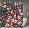 4pcs Plum Blossom Shower Curtain Set, Washable Polyester Bathroom Decor, Non-Slip Bath Mat, Toilet Lid Cover & U-Shaped Rug