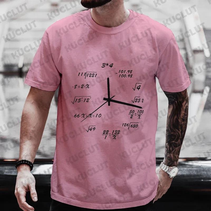 Lustiger Mathe-Uhr-Druck Herren T-Shirt Stilvolle Kleidung Kurzarm O-Ausschnitt Herren T-Shirt Kleidung Street T-Shirt Homme Oberteile Camisetas