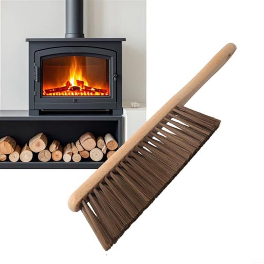 2026 New Wooden Handle Fireplace Brush for Removal, Hearth & Corner Cleaning Tool, Fireside Cleaning Brush for Fireplaces