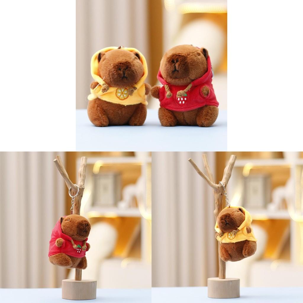 Adorable Capybara Plush Toy Cute Water Pig Keychain Doll Soft Red And Yellow Colors