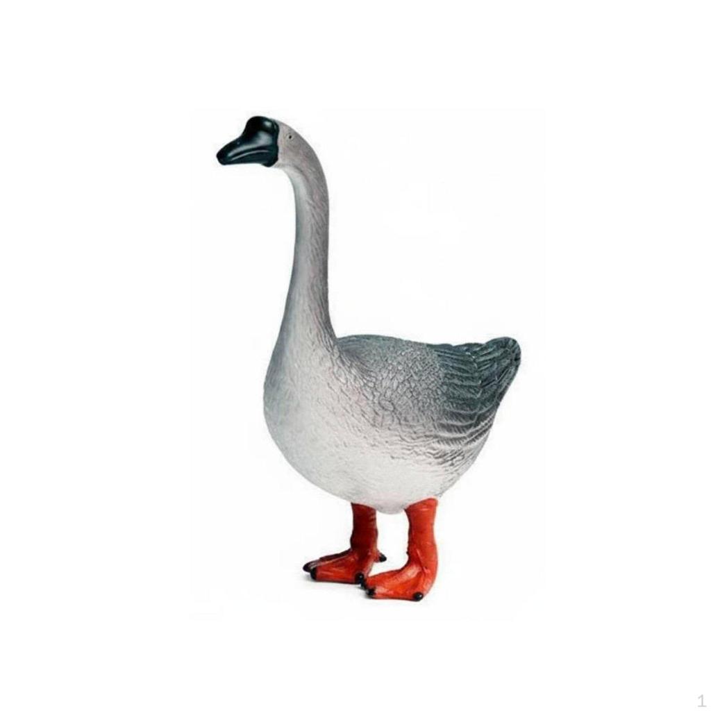Realistic Goose Model HandPainted White Figurine for Kids, Farm Playset, School Project, Cake