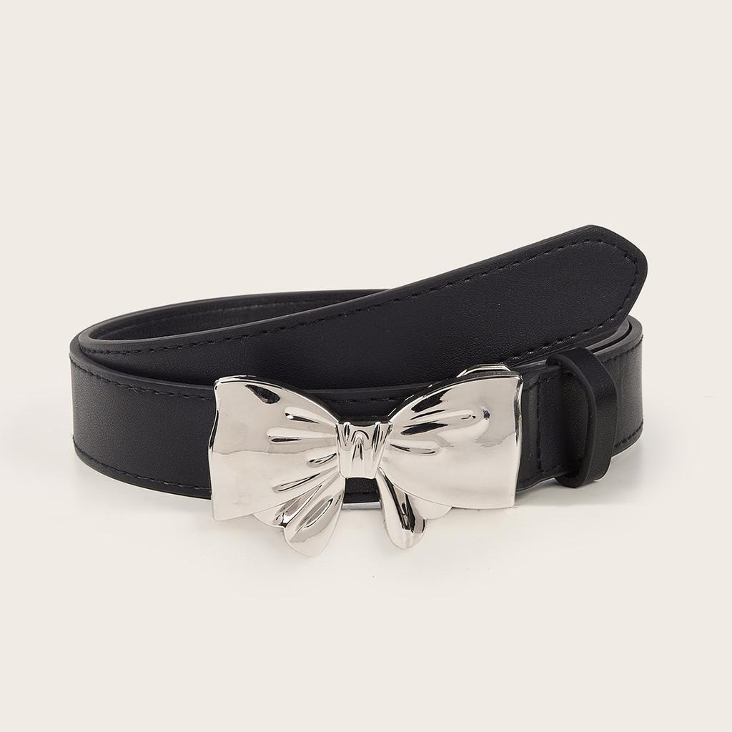 New Fashion Mirror Butterfly Knot Buckle Belt For Women Elegant Retro Waistband For Denim Pants