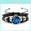 Stylish Zodiac Time Gem Leather Bracelet For Men And Women Handmade Fashion