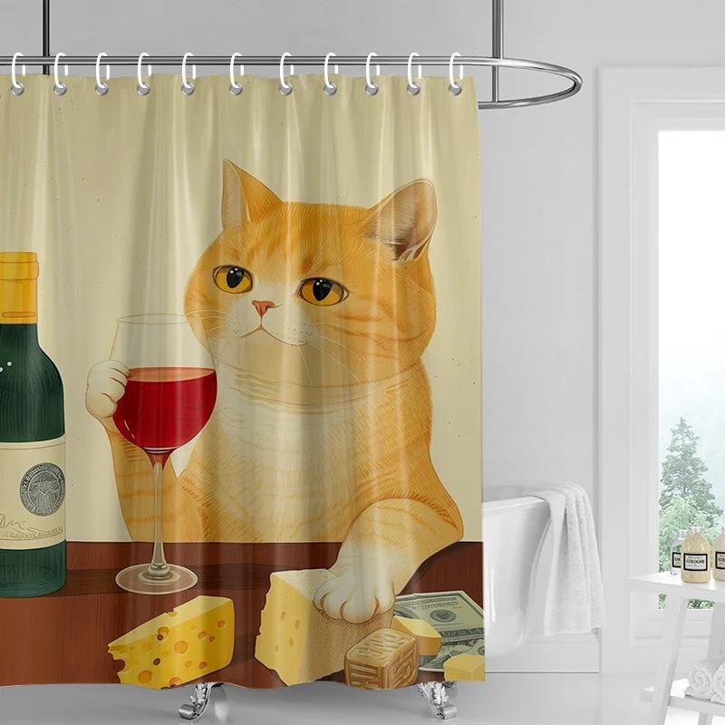 

Cat Forest Shower Curtain Waterproof Fabric Mildew Resistant Bathroom Curtain Ins Wind Cute Bathroom Curtains W60H190(CM)-1 Pcs