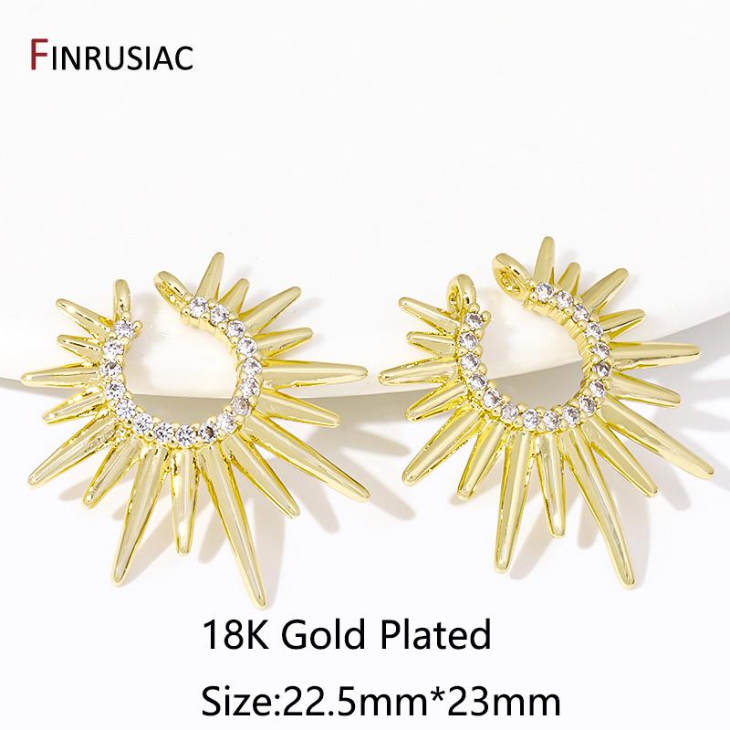 

Fashion Necklace Making Accessories 18K Gold Plated Brass Sun Charms,Inlaid Zircon Sun Pendant For DIY Jewelry Making Supplies 1 piece