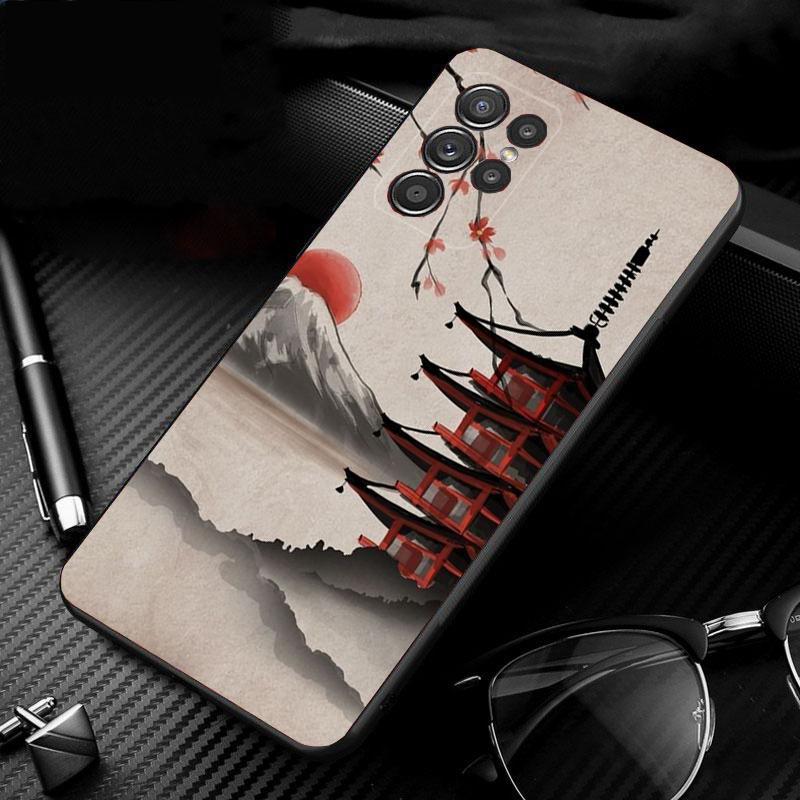Japan Sceneary Cherry Flower Mountain Phone Case For Samsung S24 S23 S22 S21 S20 Ultra S20 S22 S21 S10E S20 FE S24 Plus Shell