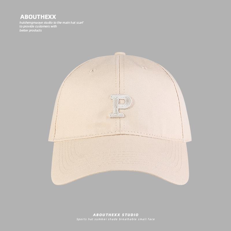 Hat Women's Simple P Letter Baseball Hat Korean Version Versatile Couple Baseball Hat Outdoor Sports Casual Sun Hat Men