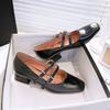 Square head word with high heels thick heel French retro Mary Jane women's shoes 2025 new spring and autumn low heel single shoes