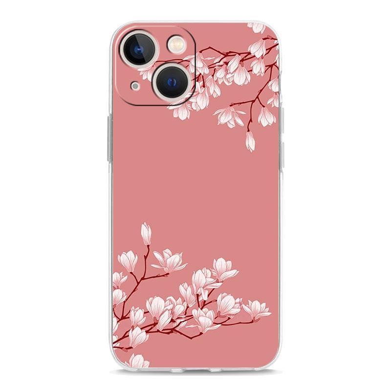 Cherry Blossom Tree Luxury Transparent Phone Case For iPhone 15 14 13 12 mini 11 Pro Max XS X XR SE 7 8 Plus Clear Cover