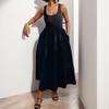Spring New, Fashionable and Elegant Solid Color Splicing Sleeveless Suspender Dress