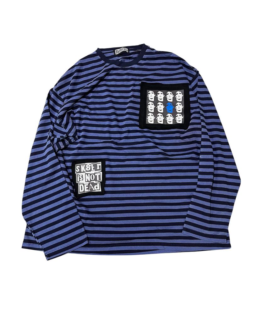 SK8ER ROCK Static Pigment Stripe T-Shirt (Blue*Navy)