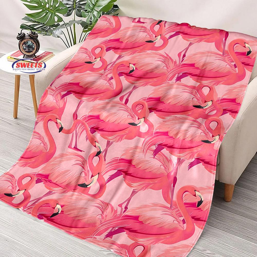 Beautiful Pink Flamingo Cartoon Soft Blanket for Bed Bedroom Sofa Picnic, Throw Blanket for Cover Outdoor Leisure Trip Nap Gifts
