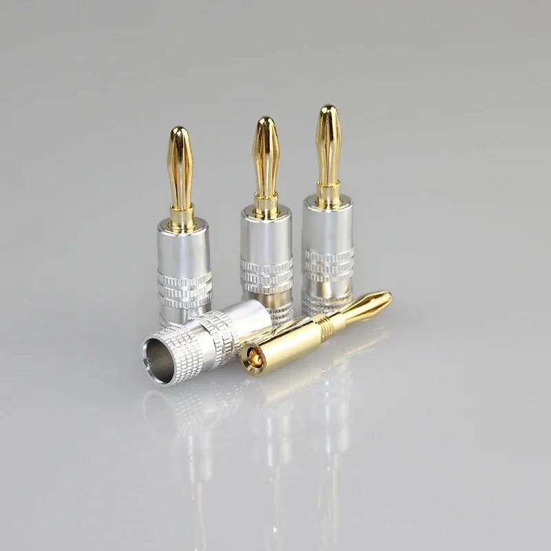 4pcs Banana Connector 4mm Speaker Banana Plugs 24K Copper Gold Plated 4mm Banana Jack Match with 4mm Binding Post