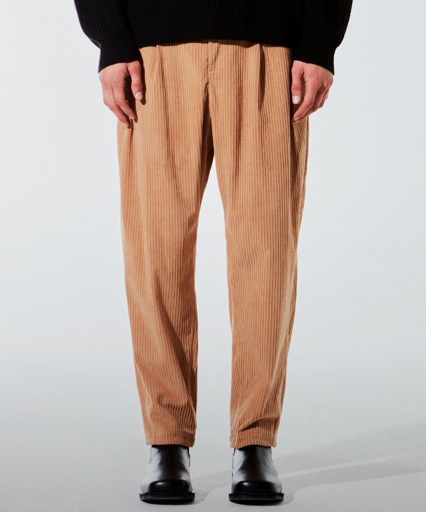 ZENSAI Corduroy Curved Slacks Beige