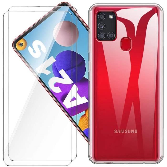 Coque + Film verre trempé - Samsung - Galaxy A21s - Transparent - Silicone TPU - 2 Pack