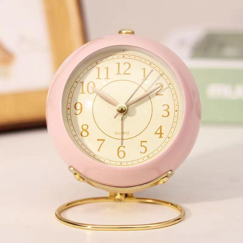 Alarm Clock Student Mini Version Bedroom Desk Bedside Ornaments Ins Retro Paint Simple Creative Hour Clock