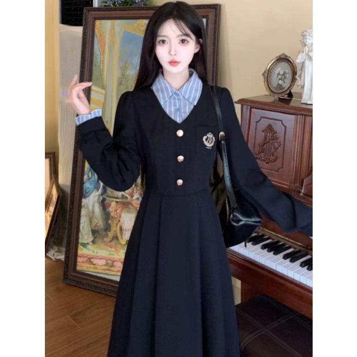Plus Size Women s Slimming Polo Collar Long-Sleeved Autumn Dress XL