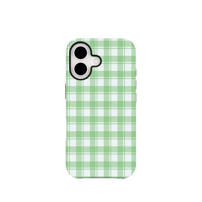 

Green Plaid Magnetic 2-in-1 Phone Case for Apple 17/16 and Samsung S26 Apple 17