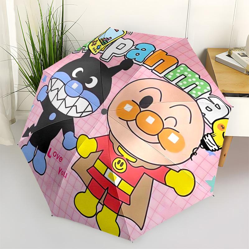 1PC Anpanman Automatic Folding Umbrella, Automatic Folding Umbrella with 8 Ribs, Convenient for Outdoor Use 026
