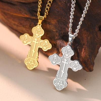 Prívesok kríž Srbskej pravoslávnej cirkvi Náhrdelník Šperky z nehrdzavejúcej ocele Amulet Prívesok Náhrdelník