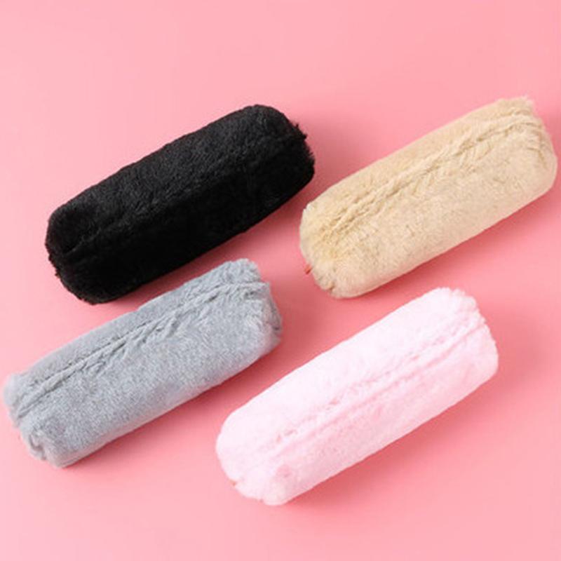 Cute  Plush Zipper Pencil Bag School Office Supplies Stationery Pouch Pur