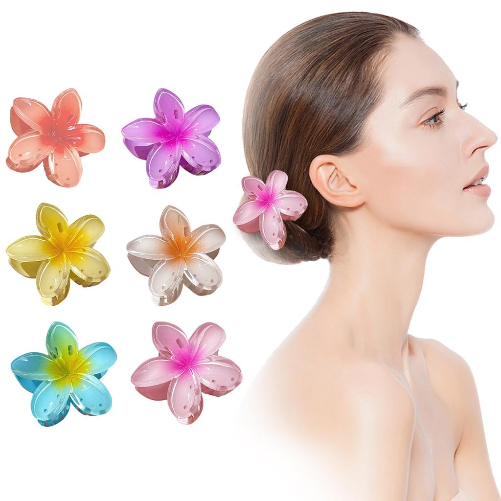 Haarspangen Für Damen Mit Blumen-Design – Starke Haftung, Für Dickes Haar, 4er Set (Plumeria/Hawaiianische Blume)