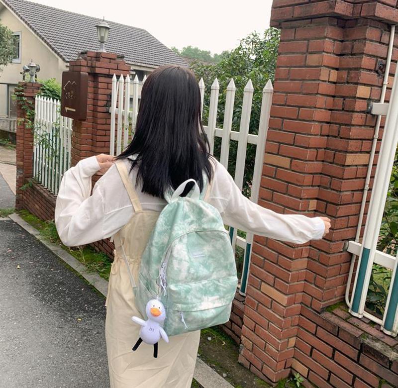 IELGY Schoolbag Female Korean Retro Tie-dye Rucksack Ins Japanese Wild Backpack