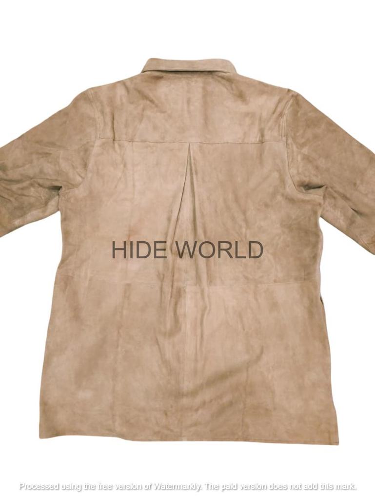 Women Genuine Soft Pure Suede Brown Leather Shirt Biker Casual Classy Handmade
