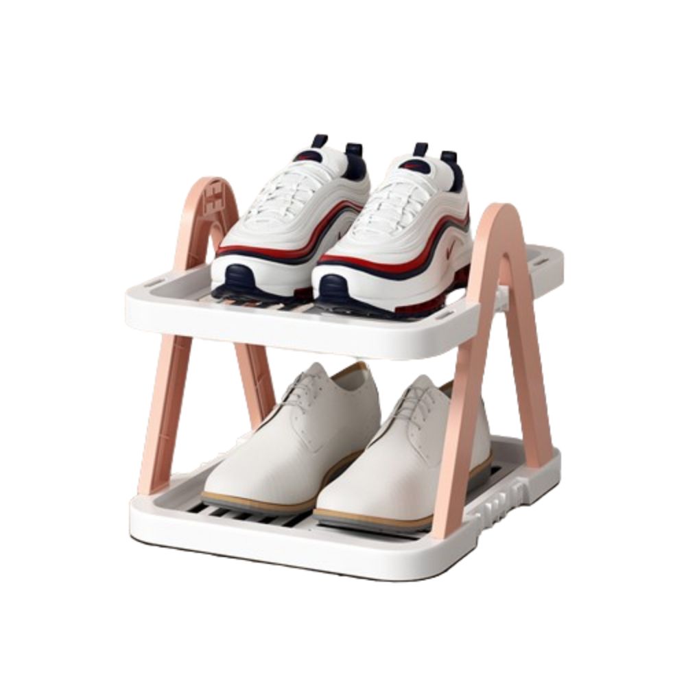 

Space Saving Layered Shoe Rack Plastic Cosmetic Storage Rack Shoe Cabinet Storage Clothing Storage Pink-2 Tier