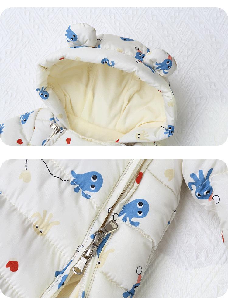 Kuscheliger Neugeborenen-Baumwoll-Einteiler - Dicke Herbst-Winter-Oberbekleidung für Ausflüge und Krabbeln